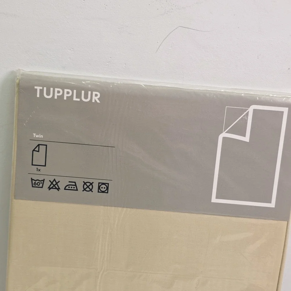 IKEA TUPPLUR Light Yellow Tan Bedding 100% Cotton Twin Flat Sheet Sweden New!